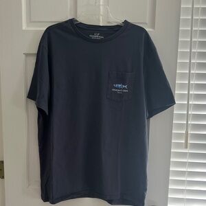 Vineyard Vines Navy Short Sleeve Pocket Tee with Shark Logo